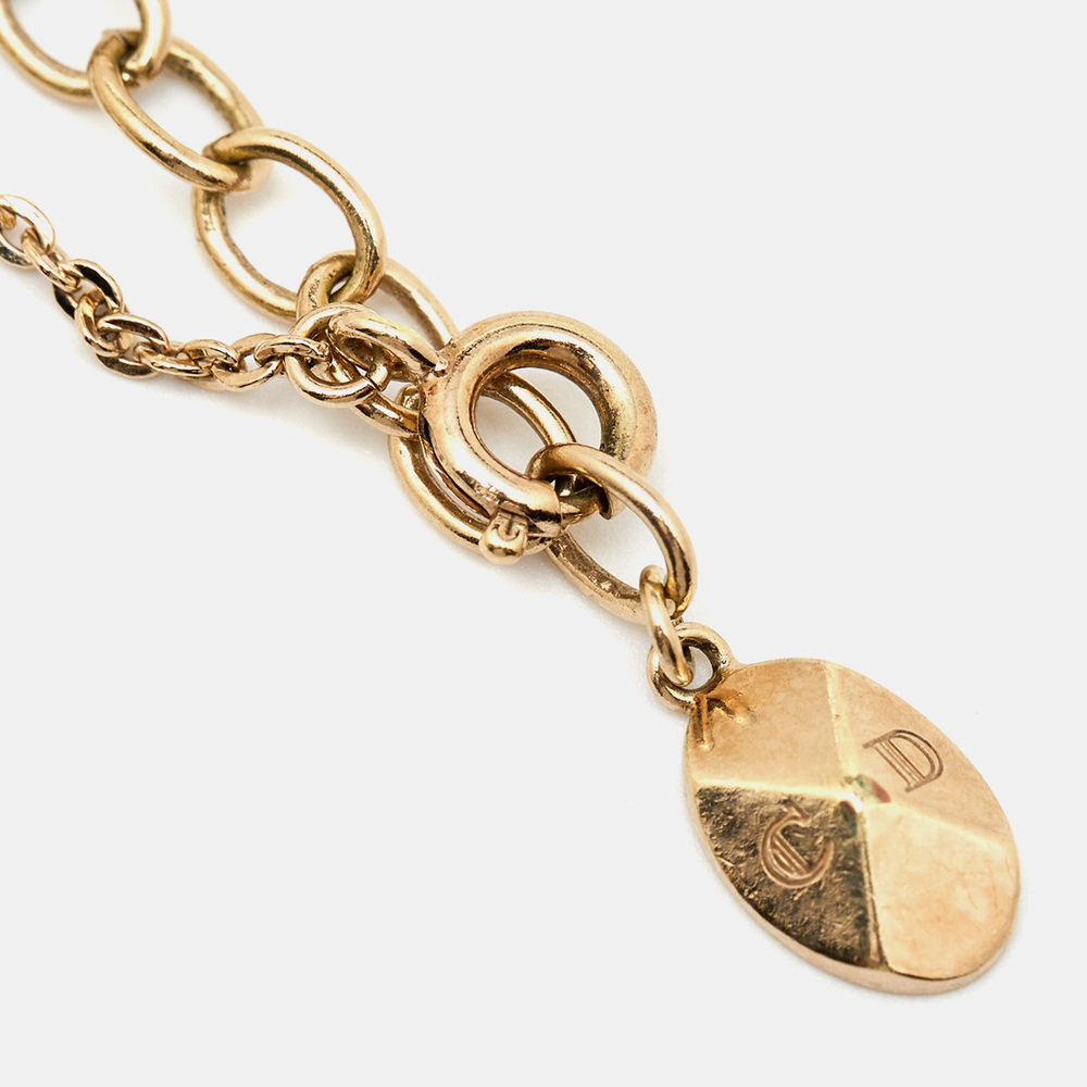 DIOR CD Crystal Charm Gold Tone Bracelet - Picture 6 of 8
